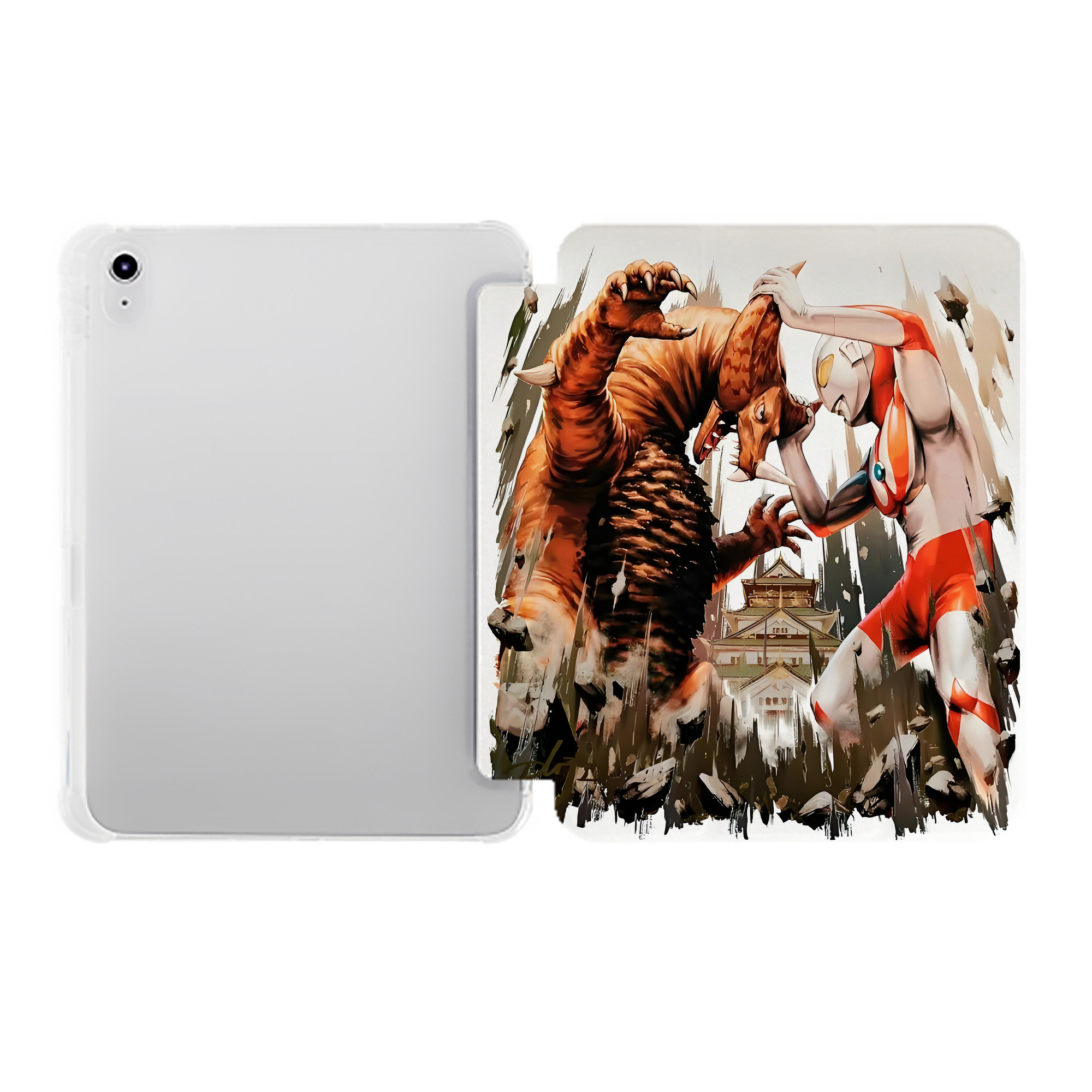 （画像用） ウルトラマン Ultraman IPad ケース ペン収納付き 三つ折りスタンド PUレザー×シリコン 対応機種9.5/10.5/10.9インチ